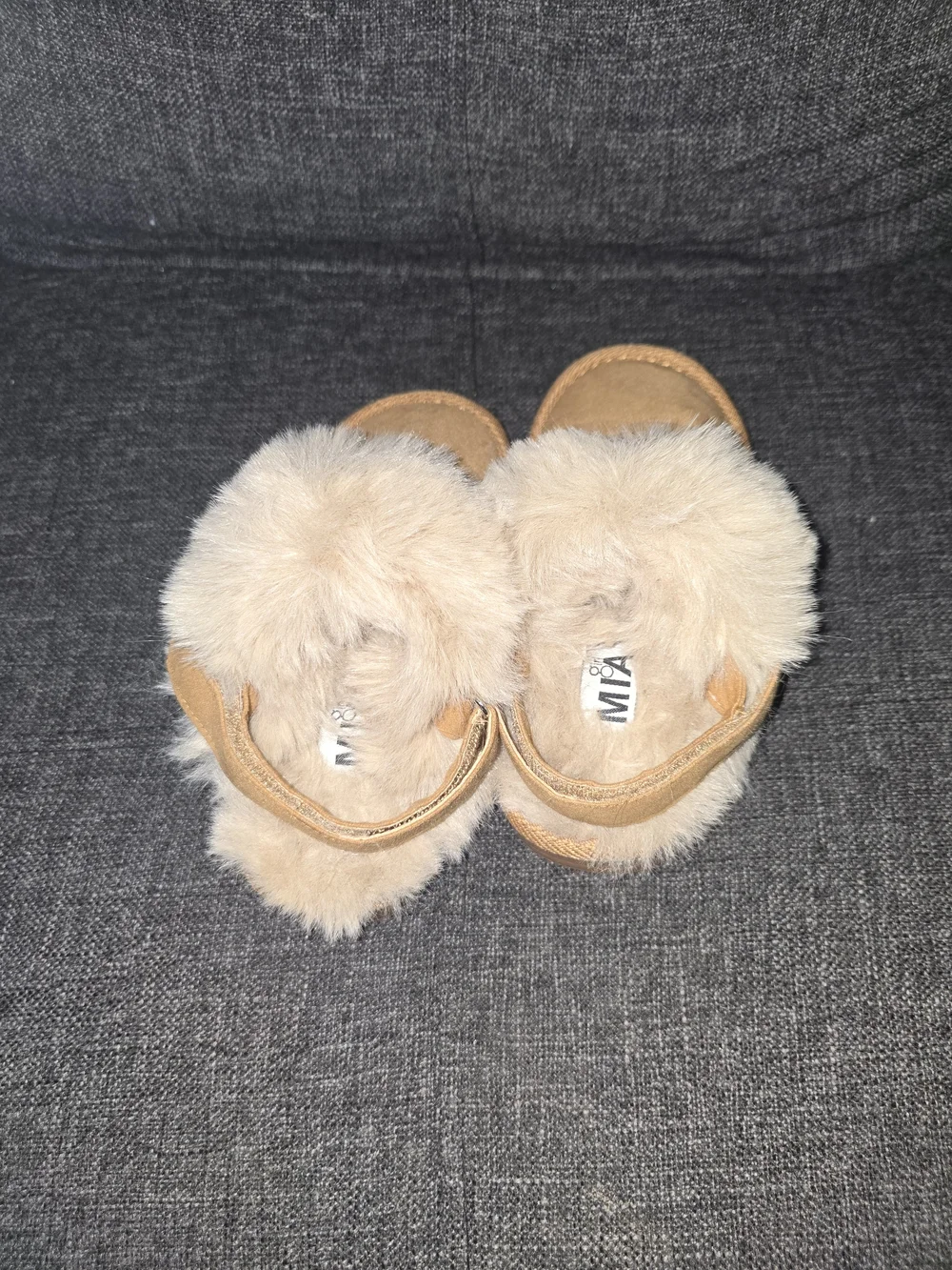 Toddler Cozy Faux Fur Lined Tan Slippers